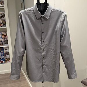 Express 1MX Extra Slim Stretch Cotton Shirt - Gray Pattern